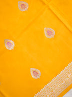 Banarasi Pure Mushru Katan Silk Kadhuva Weaving Saree with Meenakari Work-Golden Yellow