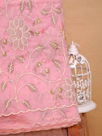 Soft Organza Silk Embroidered Saree – Baby Pink