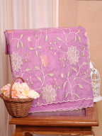 Soft Organza Silk Embroidered Saree – Purple