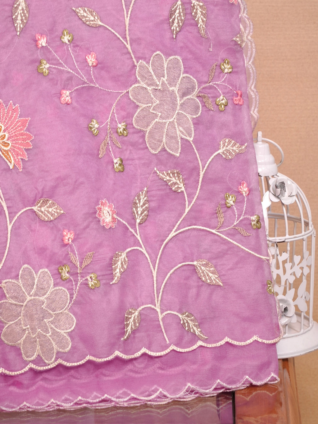 Soft Organza Silk Embroidered Saree – Purple