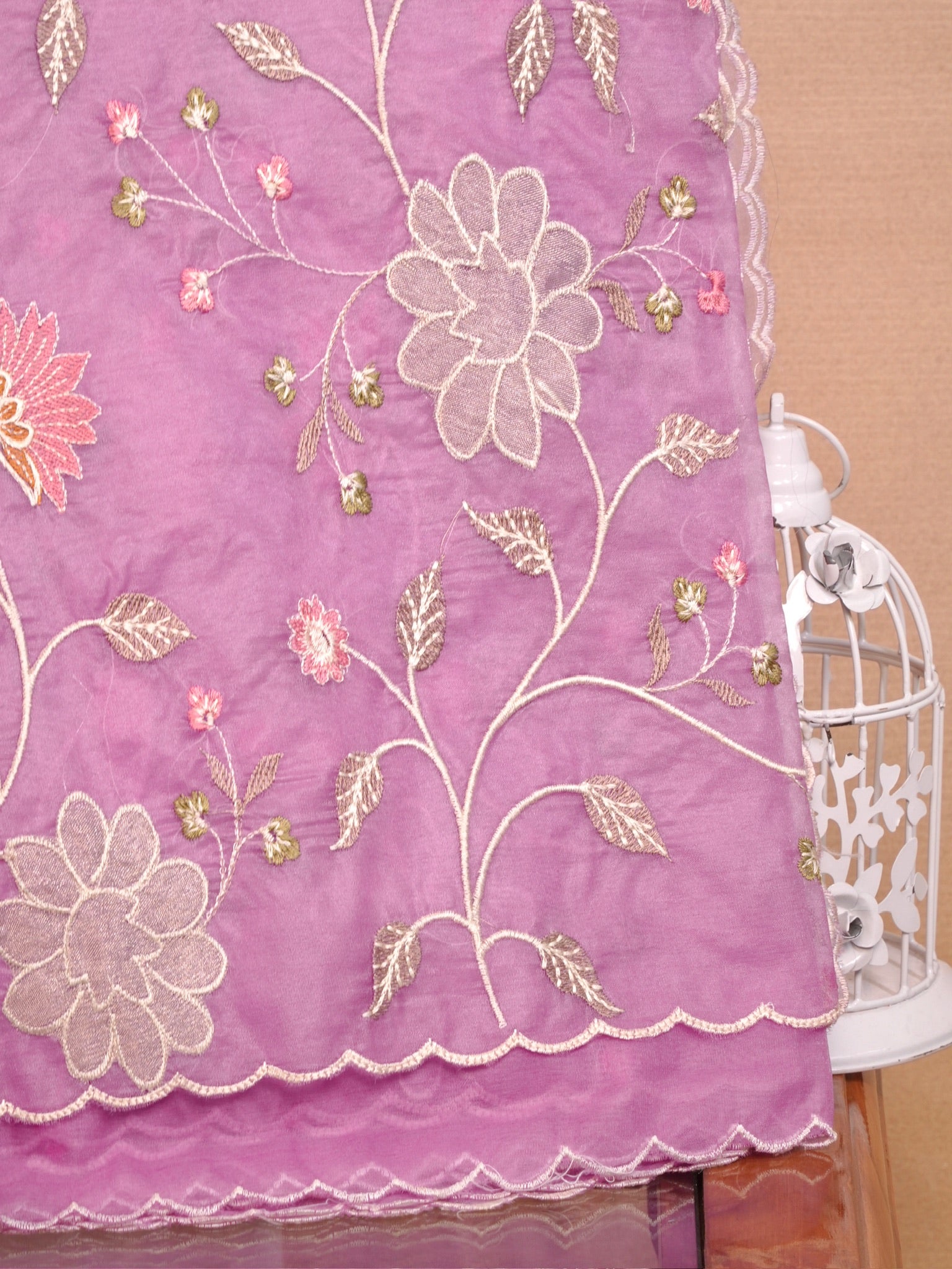 Soft Organza Silk Embroidered Saree – Purple