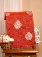 Soft Organza Silk Embroidered Saree - Rust Orange