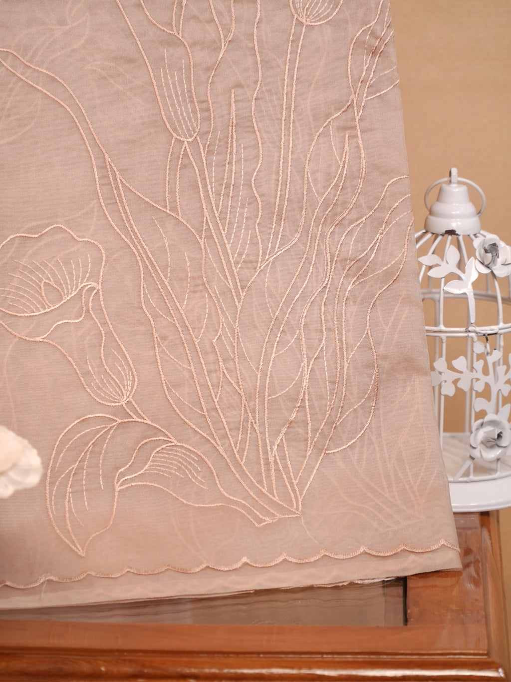 Soft Organza Silk Embroidered Saree – Blush Peach