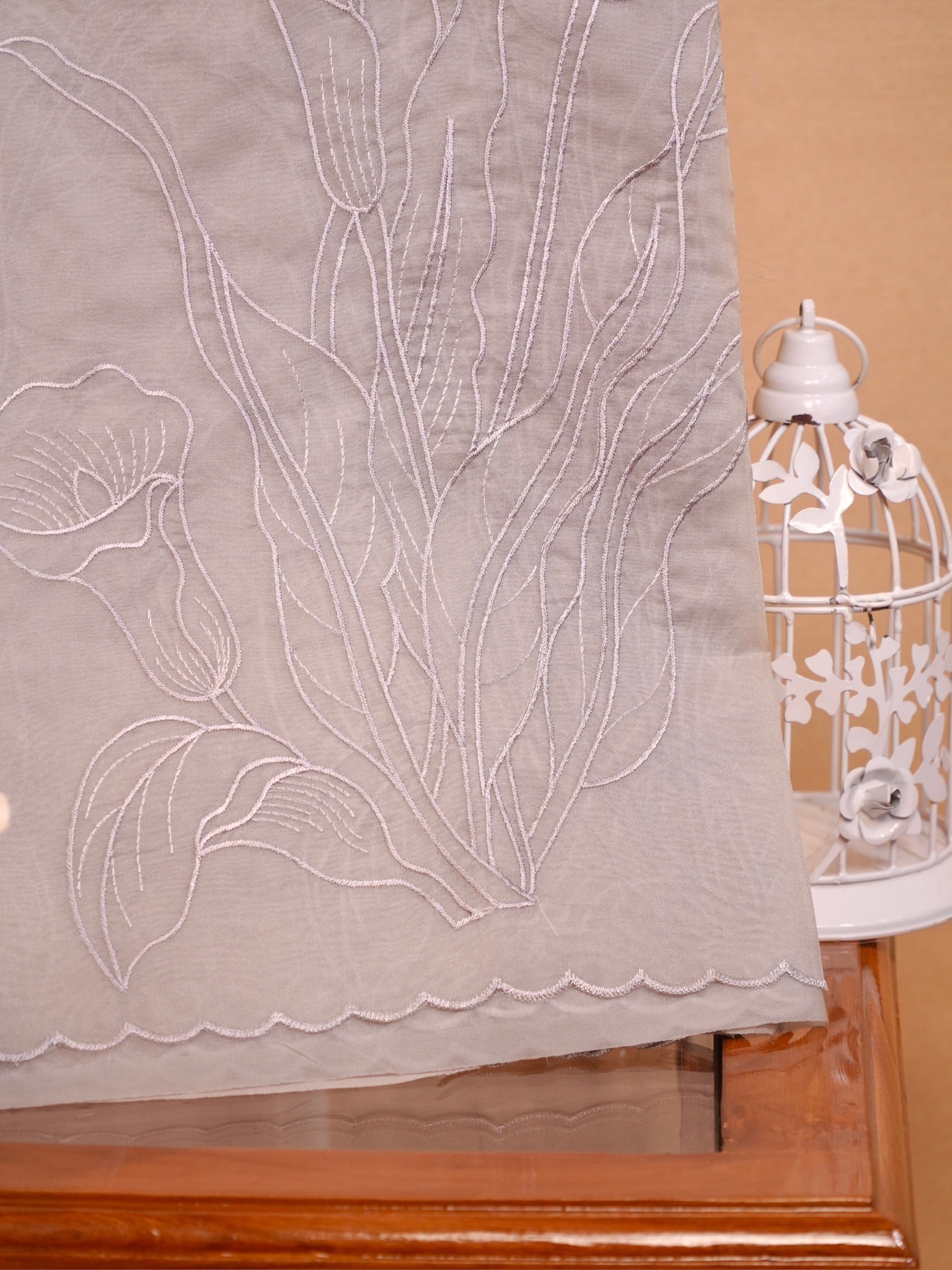 Soft Organza Silk Embroidered Saree Light Grey / Silver Grey