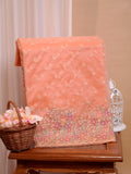 SOFT ORGANZA SILK EMBROIDERED SAREE – PEACH CORAL