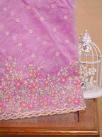 SOFT ORGANZA SILK EMBROIDERED SAREE – MAUVE PINK