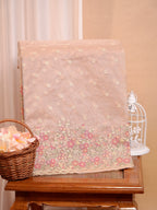 SOFT ORGANZA SILK EMBROIDERED SAREE – DUSTY ROSE / NUDE BEIGE