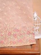 SOFT ORGANZA SILK EMBROIDERED SAREE – DUSTY ROSE / NUDE BEIGE