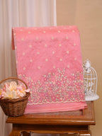 SOFT ORGANZA SILK EMBROIDERED SAREE – BLUSH PINK