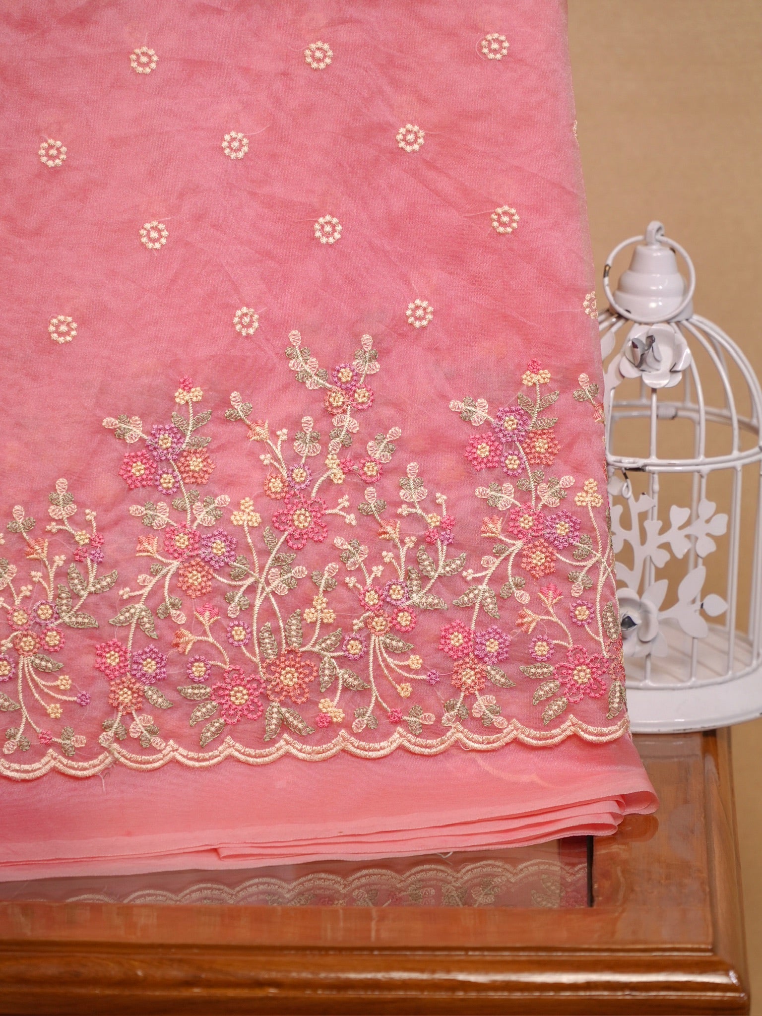 SOFT ORGANZA SILK EMBROIDERED SAREE – BLUSH PINK