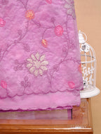 Soft Organza Silk Embroidered Saree Lavender Pink / Lilac Pink