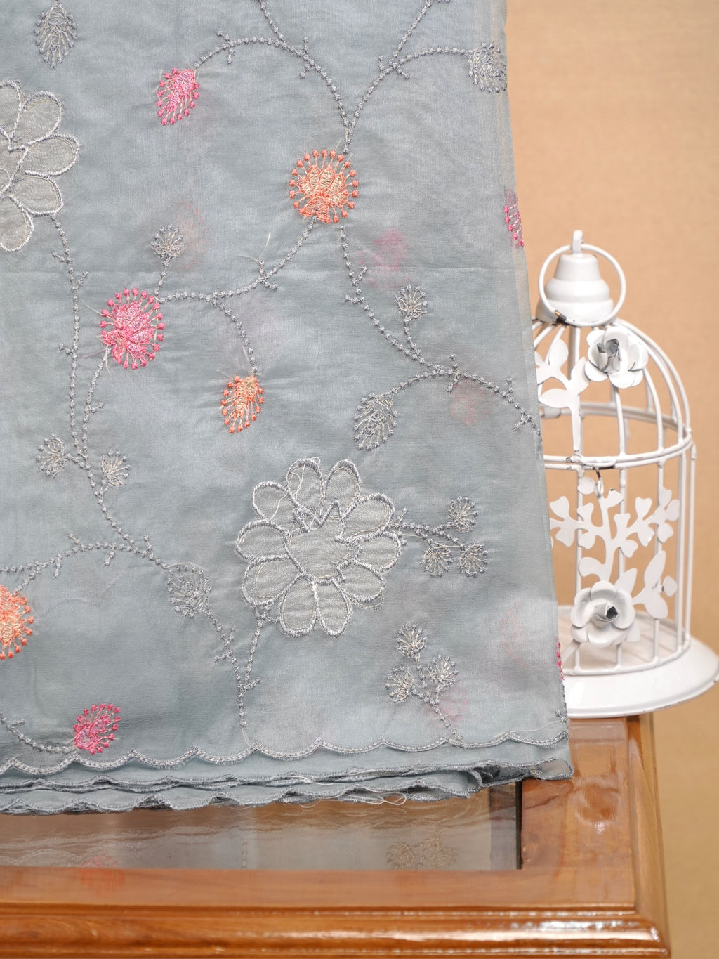 Soft Organza Silk Embroidered Saree – Powder Blue