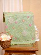 Soft Organza Silk Embroidered Saree – Mint Green