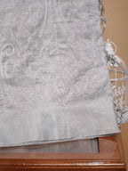 Soft Tissue Silk Embroidered Saree - Elegant Silver Grey