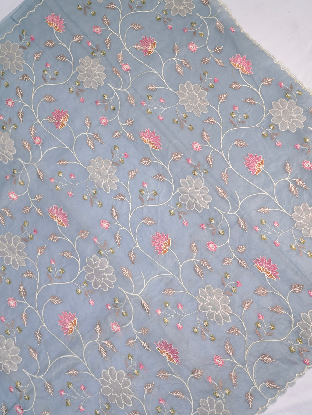 Soft Organza Silk Embroidered Saree – Powder Blue