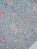 Soft Organza Silk Embroidered Saree – Powder Blue