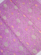 Soft Organza Silk Embroidered Saree – Purple