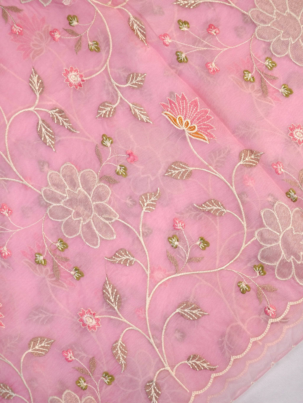 Soft Organza Silk Embroidered Saree – Baby Pink