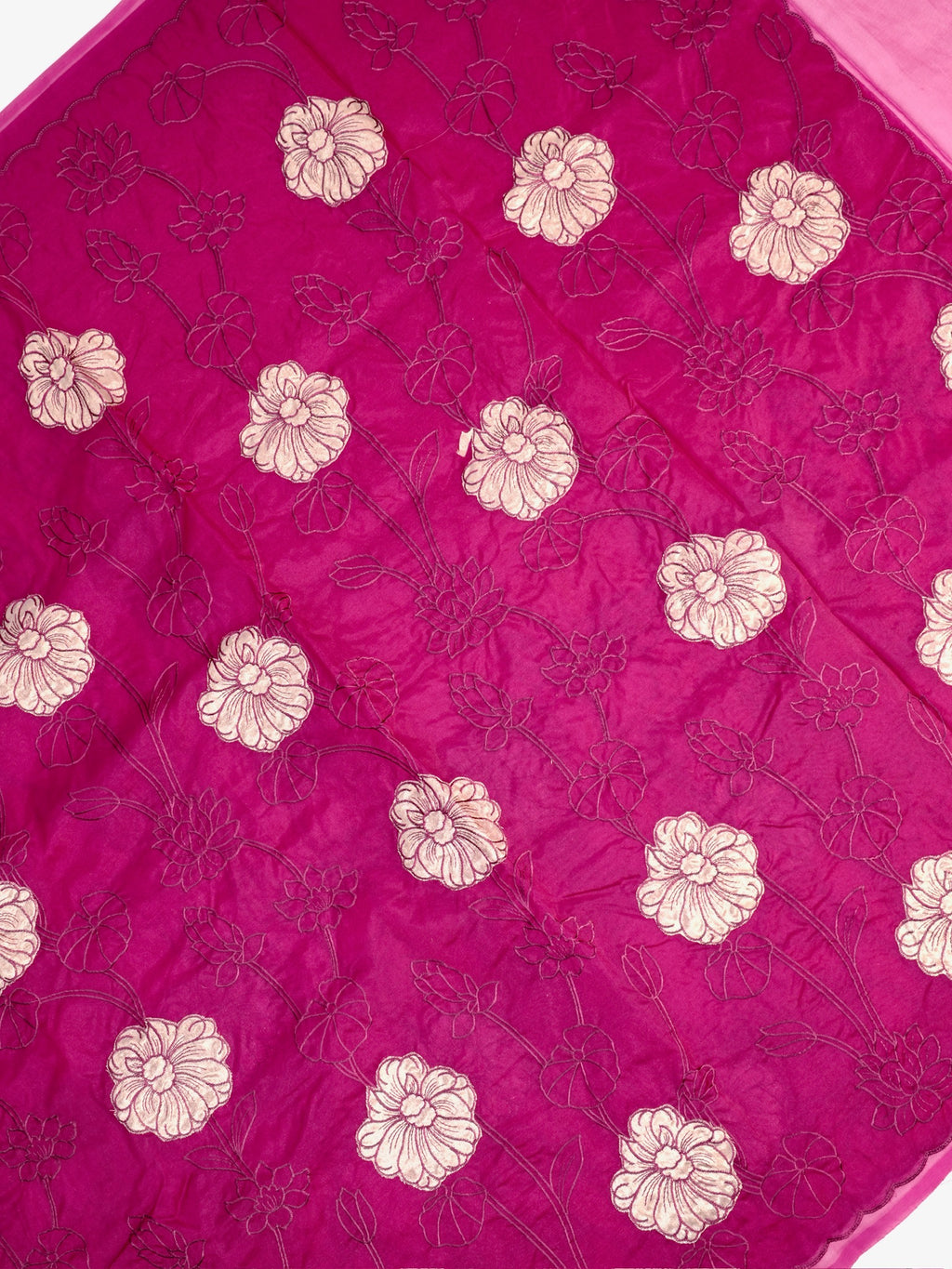 Soft Organza Silk Embroidered Saree - Deep Magenta
