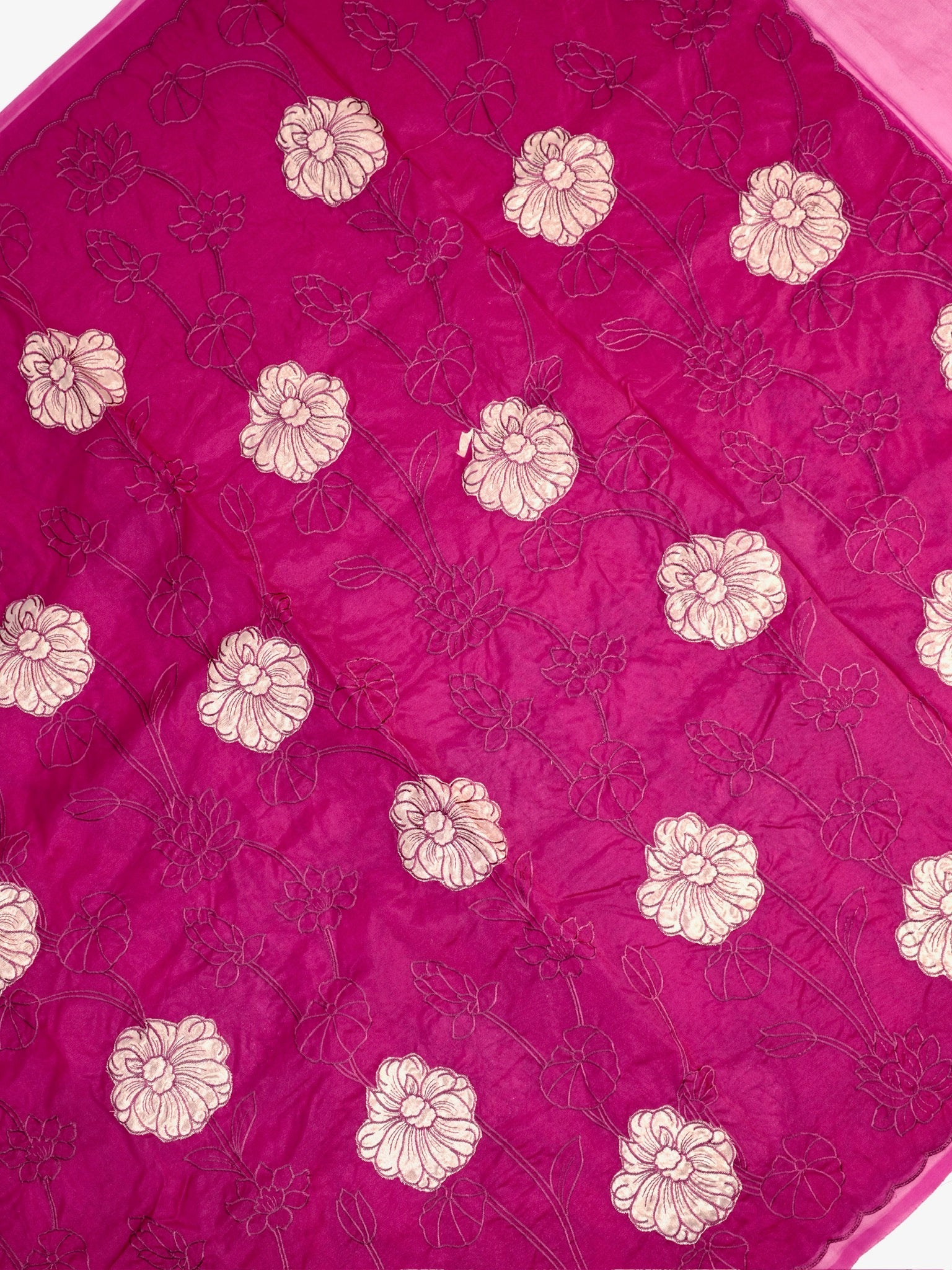 Soft Organza Silk Embroidered Saree - Deep Magenta