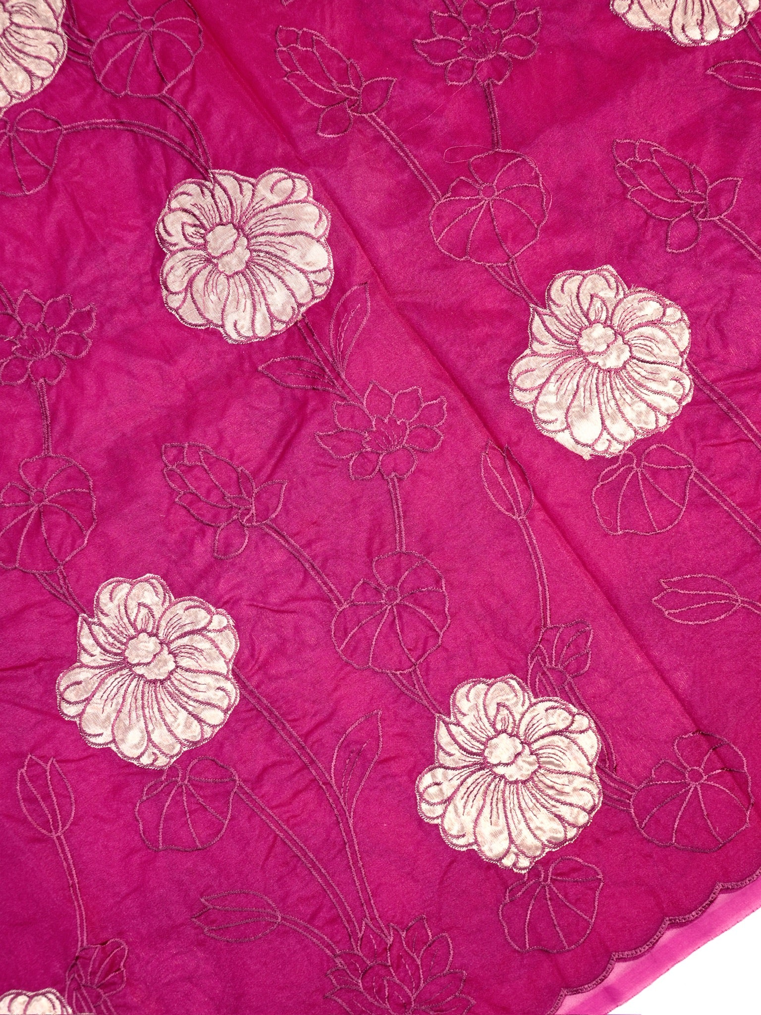 Soft Organza Silk Embroidered Saree - Deep Magenta