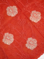 Soft Organza Silk Embroidered Saree - Rust Orange