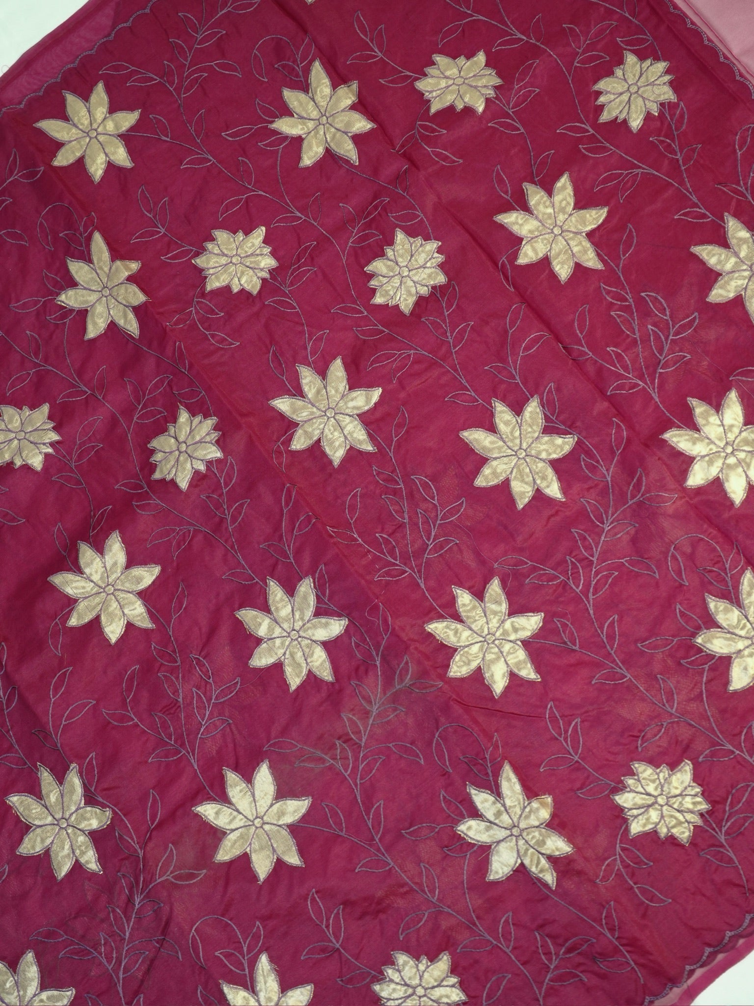 Soft Organza Silk Embroidered Saree – Wine Maroon