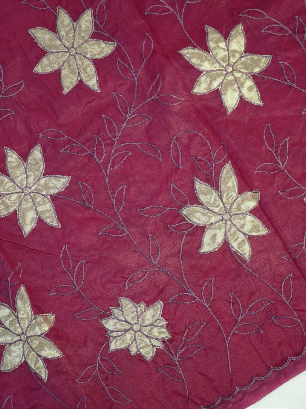 Soft Organza Silk Embroidered Saree – Wine Maroon