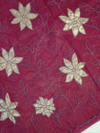 Soft Organza Silk Embroidered Saree – Wine Maroon