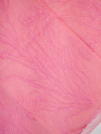 Soft Organza Silk Embroidered Saree Peach Pink / Coral Pink
