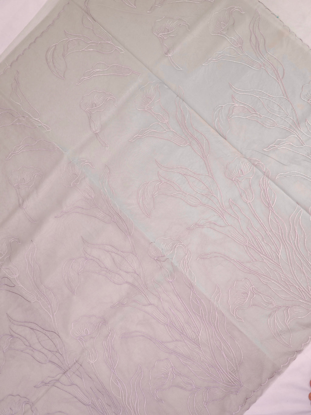 Soft Organza Silk Embroidered Saree Light Grey / Silver Grey