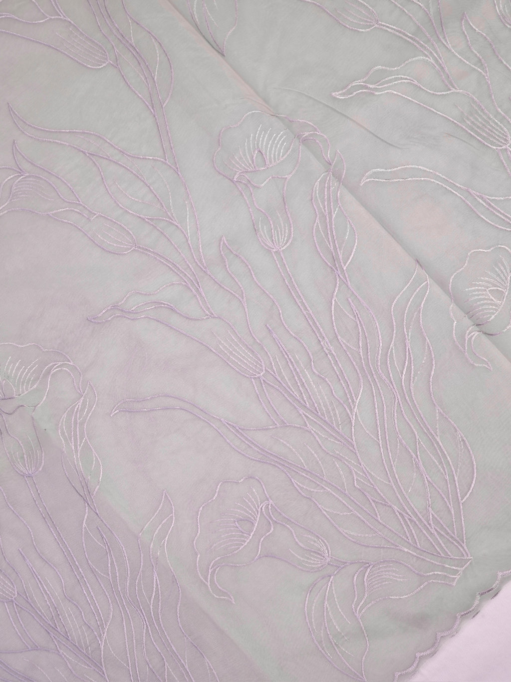 Soft Organza Silk Embroidered Saree Light Grey / Silver Grey