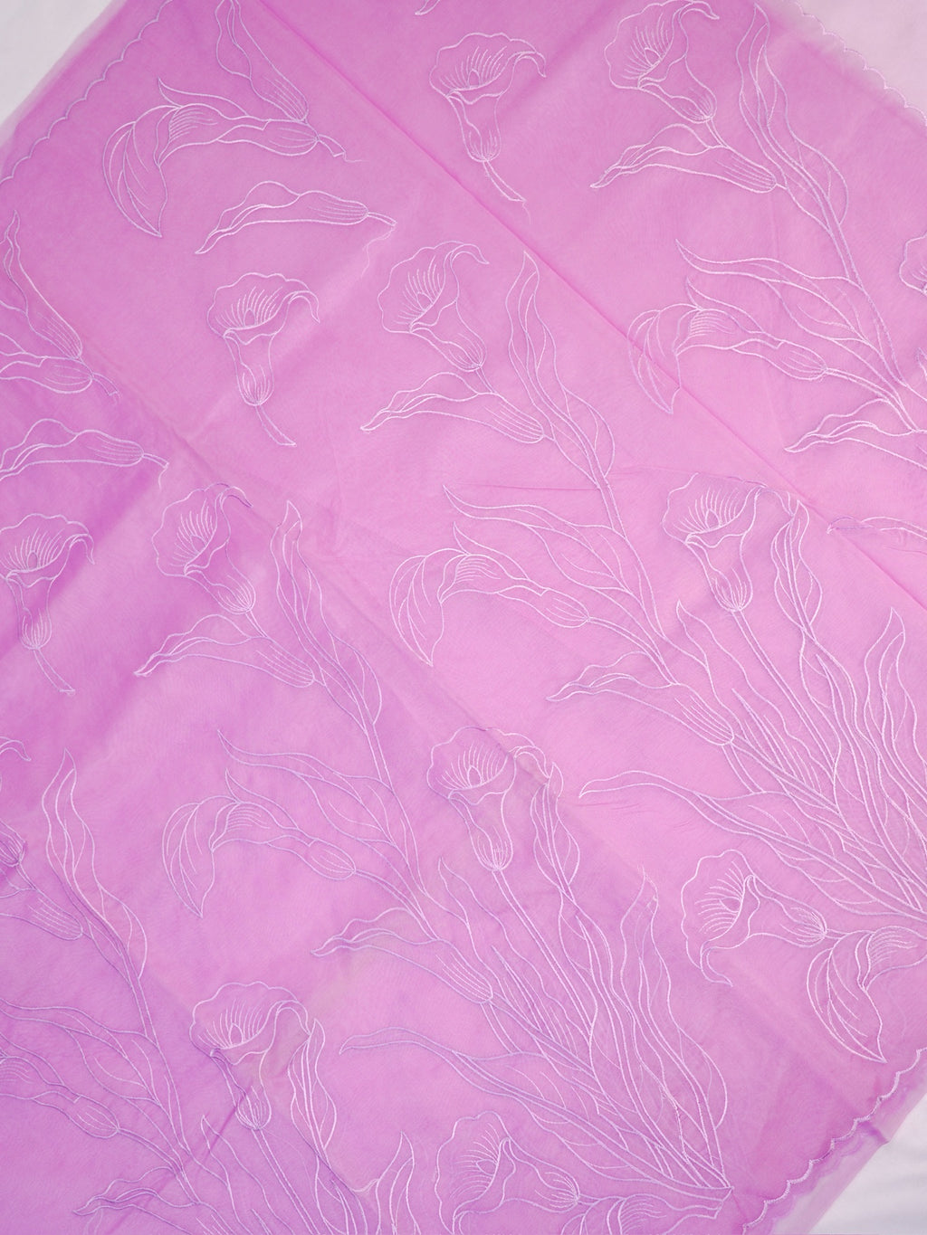 Soft Organza Silk Embroidered Saree – Pink Lilac