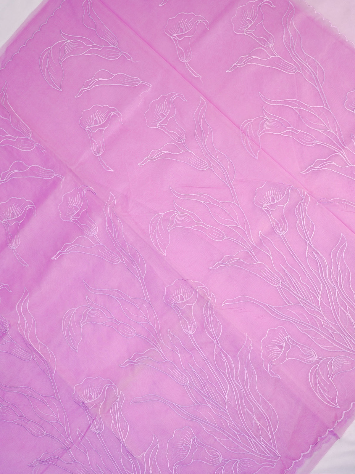 Soft Organza Silk Embroidered Saree – Pink Lilac