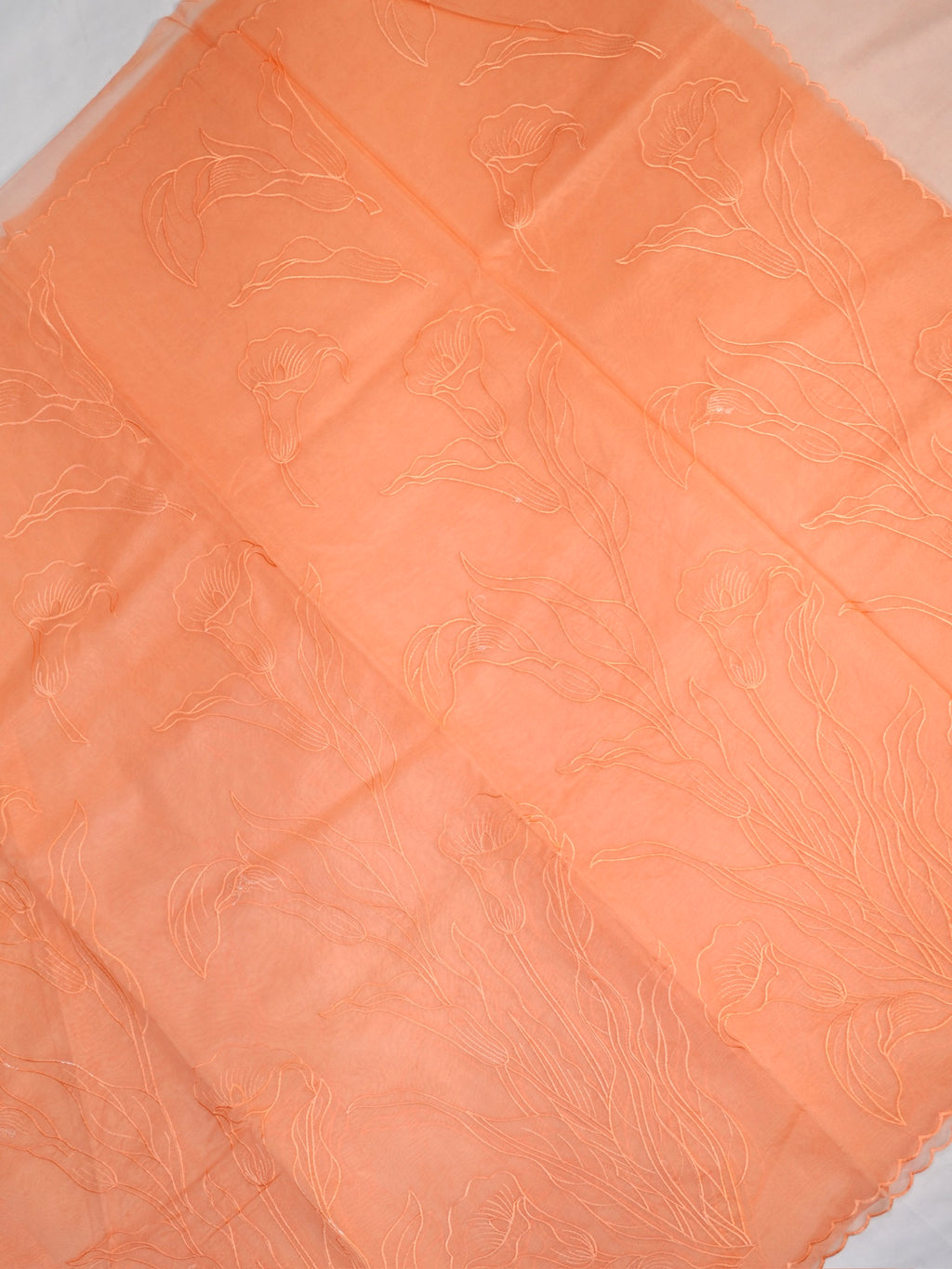 SOFT ORGANZA SILK EMBROIDERED SAREE – PEACH