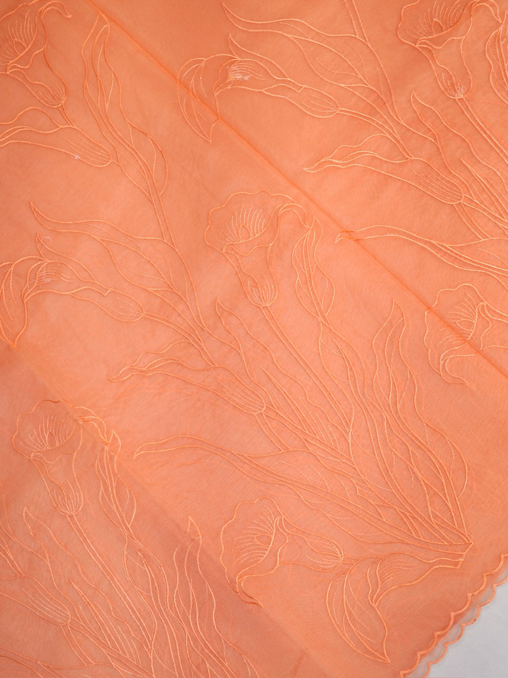 SOFT ORGANZA SILK EMBROIDERED SAREE – PEACH
