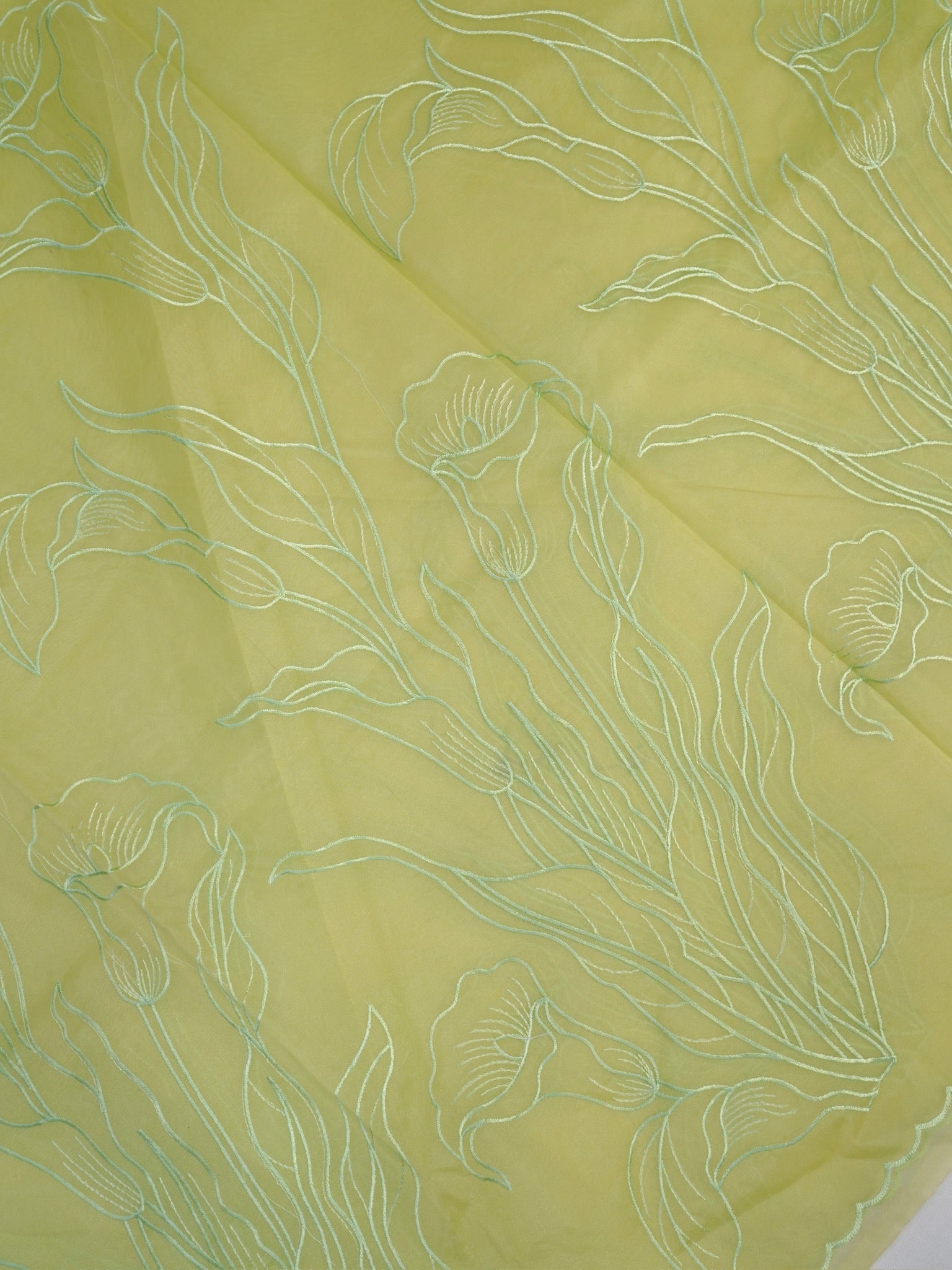 SOFT ORGANZA SILK EMBROIDERED SAREE – LIGHT GREEN