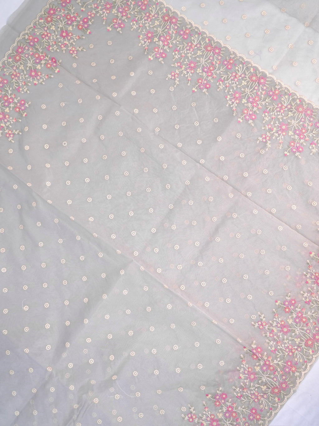 SOFT ORGANZA SILK EMBROIDERED SAREE – GREY
