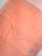 SOFT ORGANZA SILK EMBROIDERED SAREE – PEACH CORAL