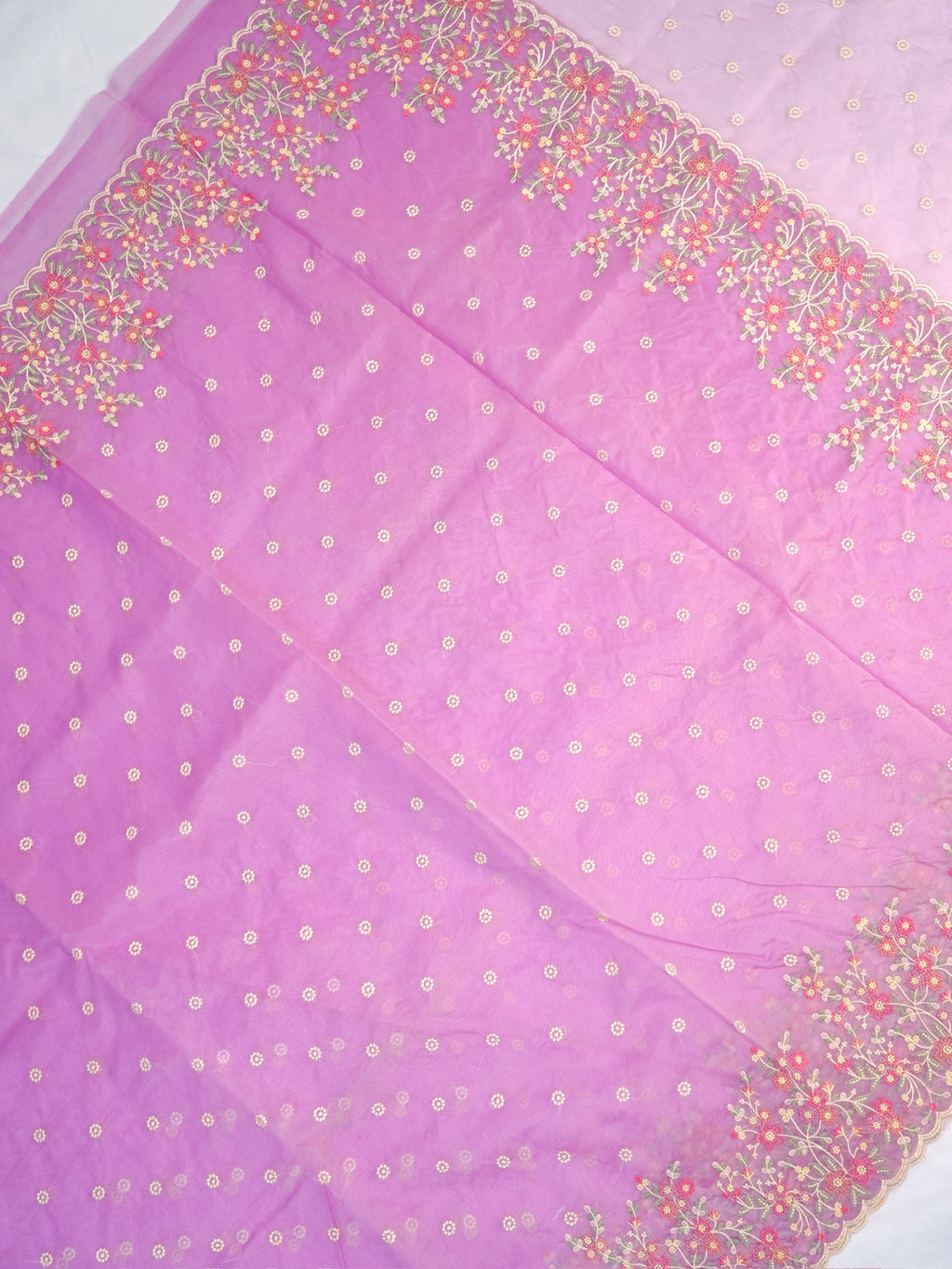 SOFT ORGANZA SILK EMBROIDERED SAREE – MAUVE PINK