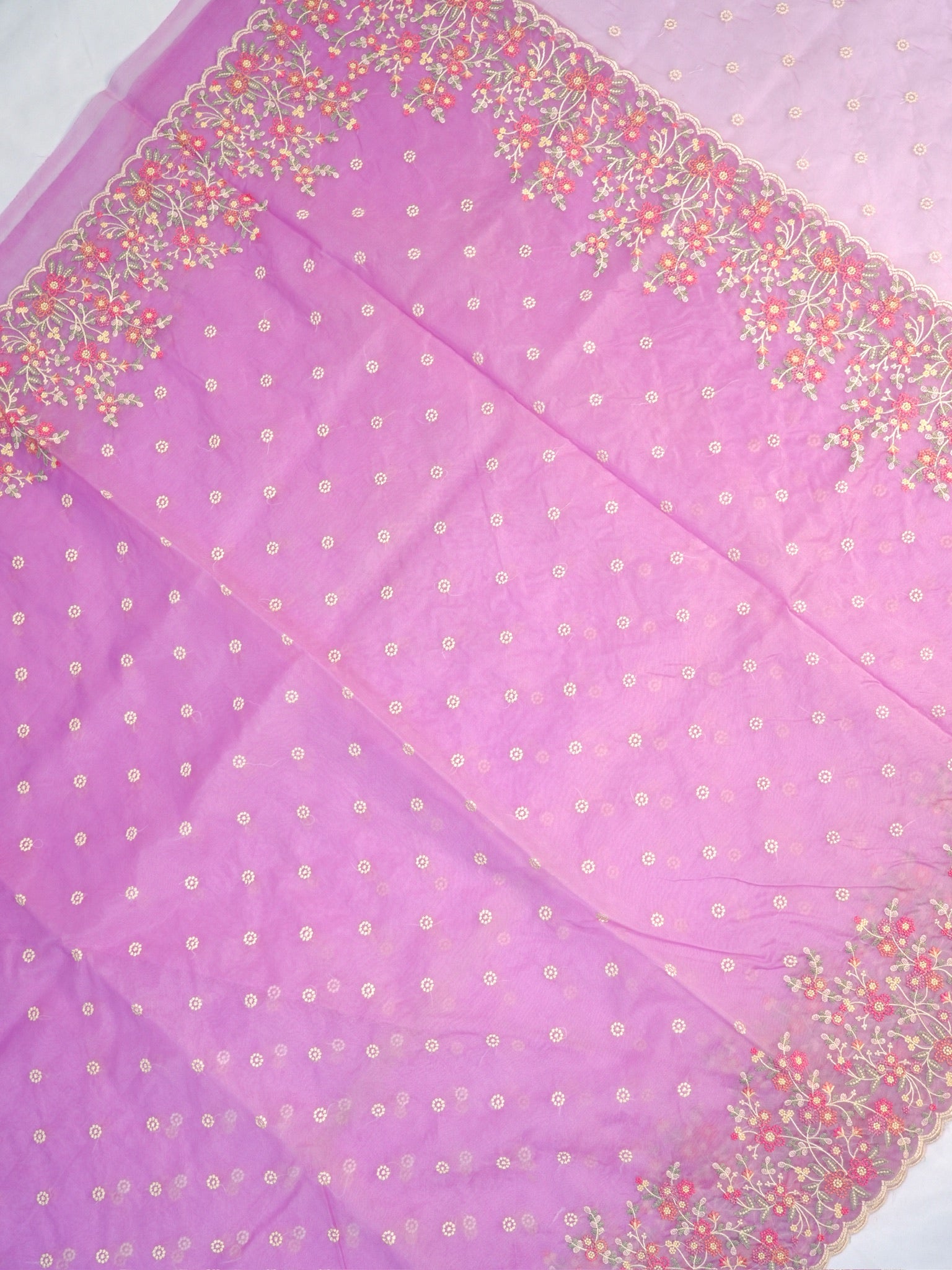 SOFT ORGANZA SILK EMBROIDERED SAREE – MAUVE PINK