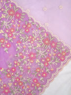 SOFT ORGANZA SILK EMBROIDERED SAREE – MAUVE PINK