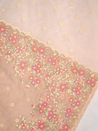 SOFT ORGANZA SILK EMBROIDERED SAREE – DUSTY ROSE / NUDE BEIGE