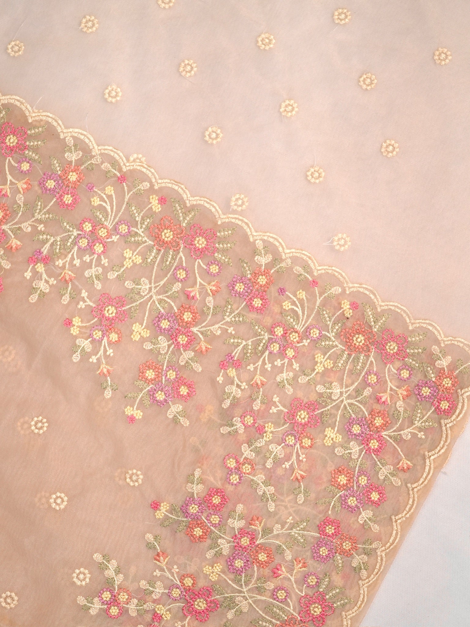 SOFT ORGANZA SILK EMBROIDERED SAREE – DUSTY ROSE / NUDE BEIGE