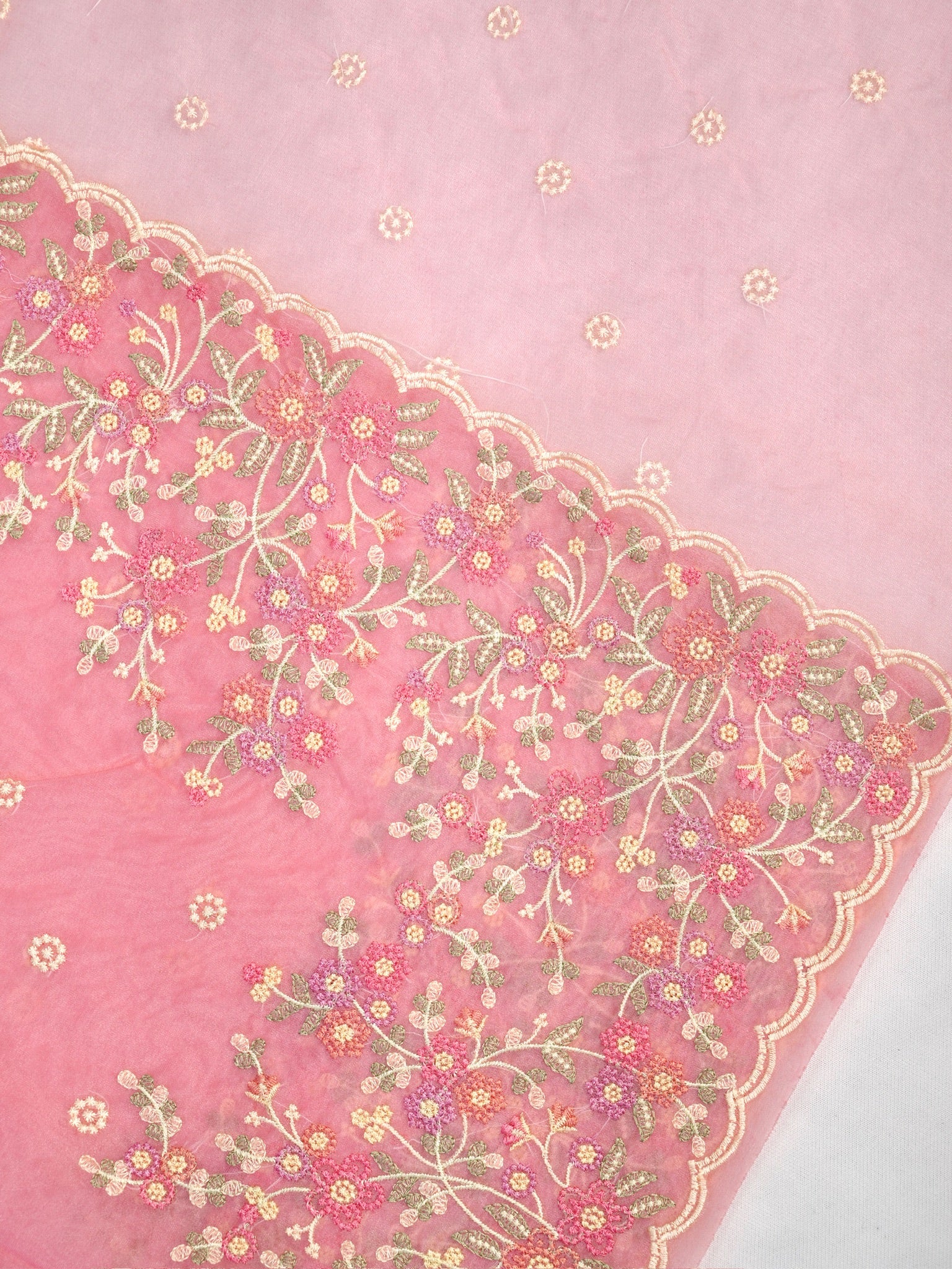 SOFT ORGANZA SILK EMBROIDERED SAREE – BLUSH PINK