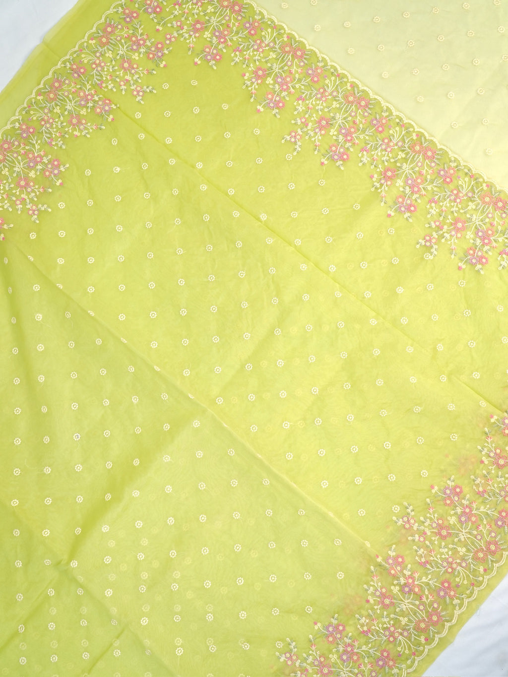 SOFT ORGANZA SILK EMBROIDERED SAREE – LIGHT GREEN