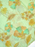 Soft Organza Silk Handbrush Embroidered Saree - Mint Green / Pastel Green