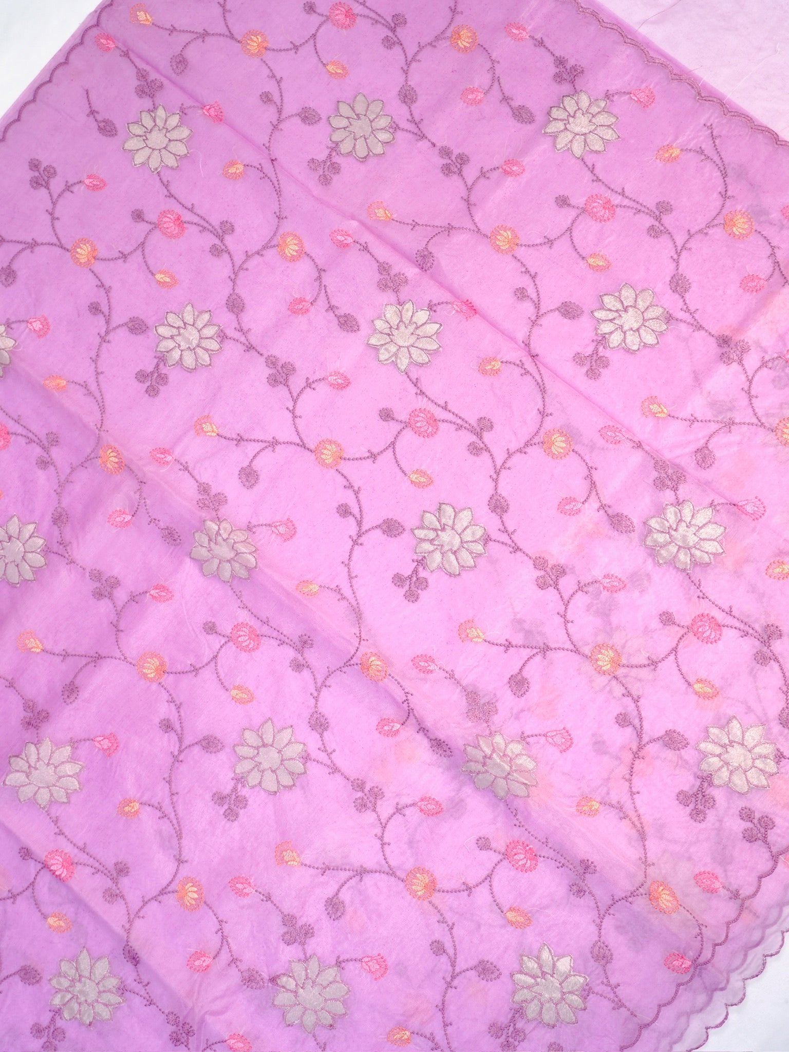 Soft Organza Silk Embroidered Saree Lavender Pink / Lilac Pink
