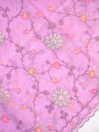 Soft Organza Silk Embroidered Saree Lavender Pink / Lilac Pink