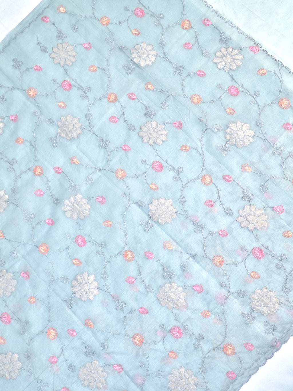 Soft Organza Silk Embroidered Saree – Powder Blue